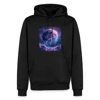 Astronaut Weltraum Schwebender Mond - Männer Premium Bio Hoodie - Schwarz - Vorne - Nico (187cm)