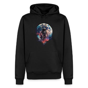 Astronaute Lune flottante de l’espace - Sweat à capuche Premium bio Homme - noir - Devant - Nico (187cm)
