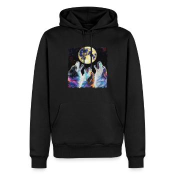 Chien de berger australien Lune hurlante - Sweat à capuche Premium bio Homme - noir - Devant - Nico (187cm)
