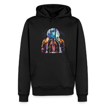 Beagle Chien Lune Hurlante - Sweat à capuche Premium bio Homme - noir - Devant - Nico (187cm)