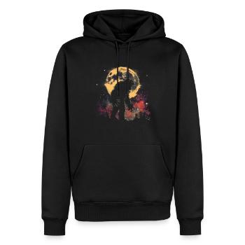 Bigfoot Sasquatch Yeti Heulender Mond - Männer Premium Bio Hoodie - Schwarz - Vorne - Nico (187cm)