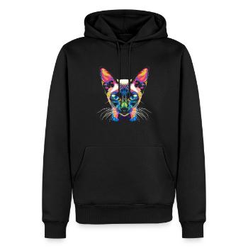 Chat siamois Popart - Sweat à capuche Premium bio Homme - noir - Devant - Nico (187cm)