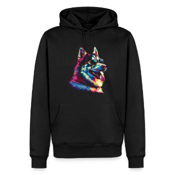 Siberian Husky Hund Sonnenbrille Popart - Männer Premium Bio Hoodie - Schwarz - Vorne - Nico (187cm)