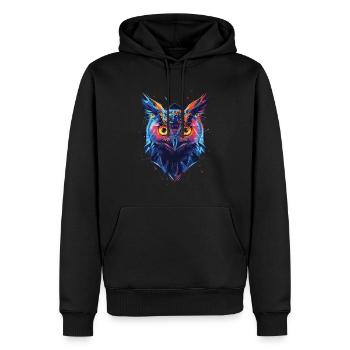 Hibou - Sweat à capuche Premium bio Homme - noir - Devant - Nico (187cm)