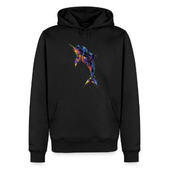 Narwal - Männer Premium Bio Hoodie - Schwarz - Vorne - Nico (187cm)