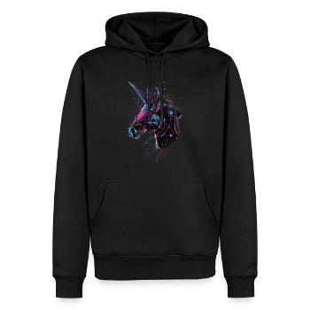 Licorne - Sweat à capuche Premium bio Homme - noir - Devant - Nico (187cm)