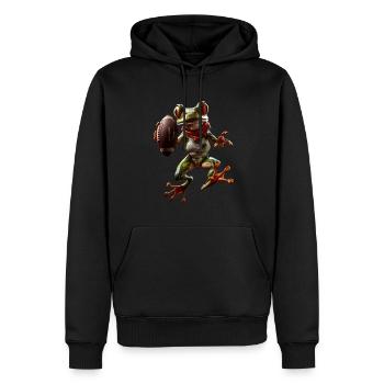 Grenouille - Sweat à capuche Premium bio Homme - noir - Devant - Nico (187cm)