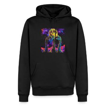 Brachiosaure dinosaure lune hurlante - Sweat à capuche Premium bio Homme - noir - Devant - Nico (187cm)