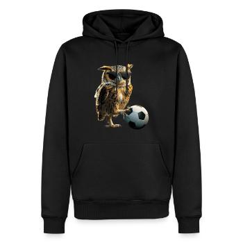 Eule - Männer Premium Bio Hoodie - Schwarz - Vorne - Nico (187cm)