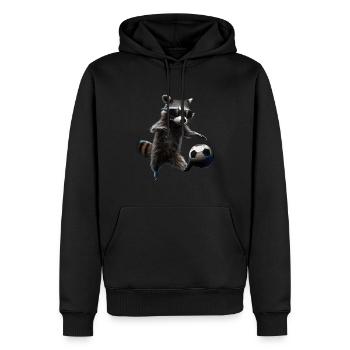 Raton laveur - Sweat à capuche Premium bio Homme - noir - Devant - Nico (187cm)