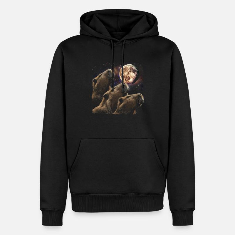 Capybara Capibara Lune hurlante - Sweat à capuche Premium bio Homme - noir