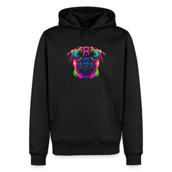 Mops Hund Sonnenbrille Popart - Männer Premium Bio Hoodie - Schwarz - Vorne - Nico (187cm)