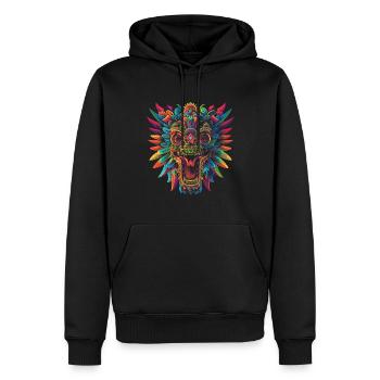 Quetzalcoatl Dieu aztèque mythologie Maya Inca Popa - Sweat à capuche Premium bio Homme - noir - Devant - Nico (187cm)