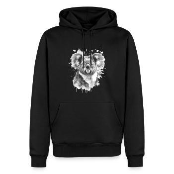 Koala - Männer Premium Bio Hoodie - Schwarz - Vorne - Nico (187cm)