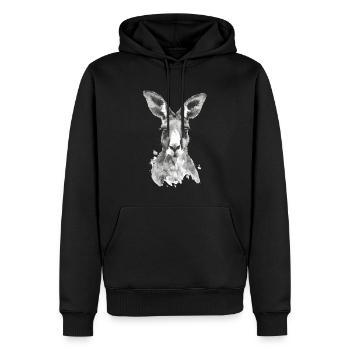 Känguru - Männer Premium Bio Hoodie - Schwarz - Vorne - Nico (187cm)