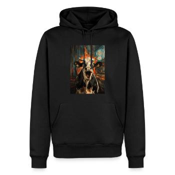 Kuh - Männer Premium Bio Hoodie - Schwarz - Vorne - Nico (187cm)