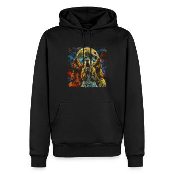 Cocker Spaniel Dog Howling Moon - Men’s Premium Organic Hoodie - black - Front - Nico (187cm)