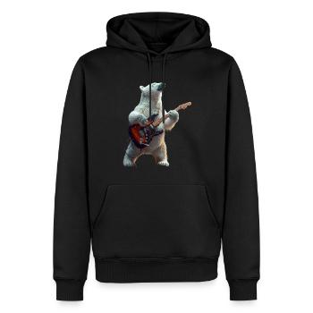 Ours blanc - Sweat à capuche Premium bio Homme - noir - Devant - Nico (187cm)
