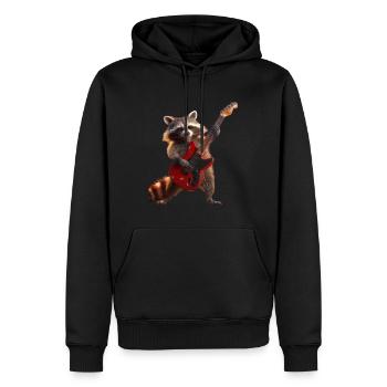 Raton laveur - Sweat à capuche Premium bio Homme - noir - Devant - Nico (187cm)
