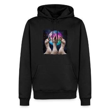 Oie canard lune hurlante - Sweat à capuche Premium bio Homme - noir - Devant - Nico (187cm)