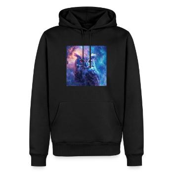 Hibou - Sweat à capuche Premium bio Homme - noir - Devant - Nico (187cm)