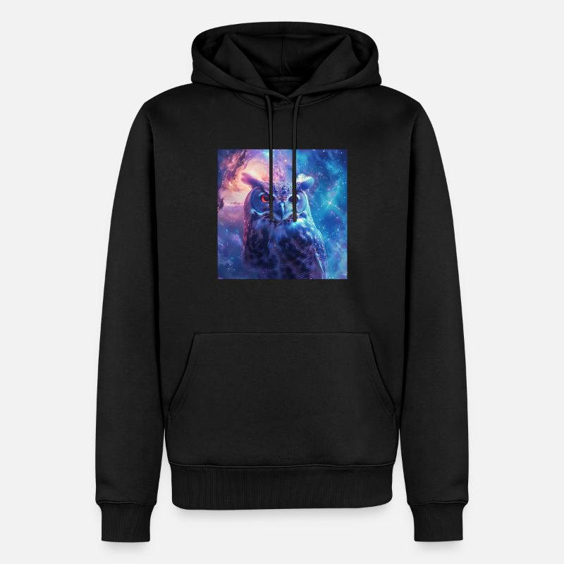 Eule - Männer Premium Bio Hoodie - Schwarz