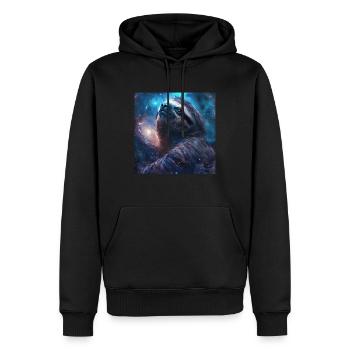 Faultier - Männer Premium Bio Hoodie - Schwarz - Vorne - Nico (187cm)
