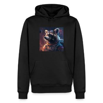 Raton laveur - Sweat à capuche Premium bio Homme - noir - Devant - Nico (187cm)