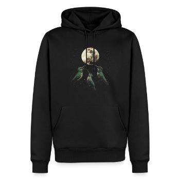 Kolibri Vogel Heulender Mond - Männer Premium Bio Hoodie - Schwarz - Vorne - Nico (187cm)