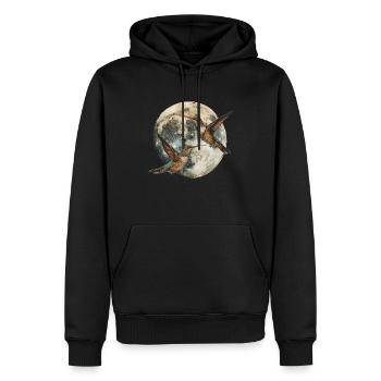Kolibri Vogel Heulender Mond - Männer Premium Bio Hoodie - Schwarz - Vorne - Nico (187cm)