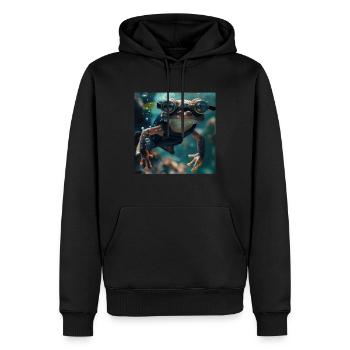 Grenouille - Sweat à capuche Premium bio Homme - noir - Devant - Nico (187cm)