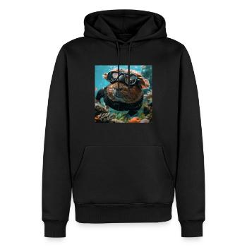 Cobaye - Sweat à capuche Premium bio Homme - noir - Devant - Nico (187cm)