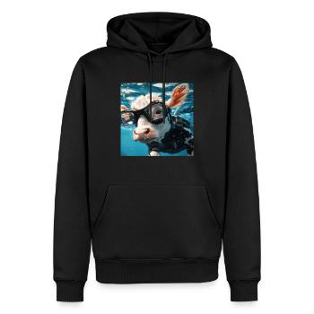 Kuh - Männer Premium Bio Hoodie - Schwarz - Vorne - Nico (187cm)