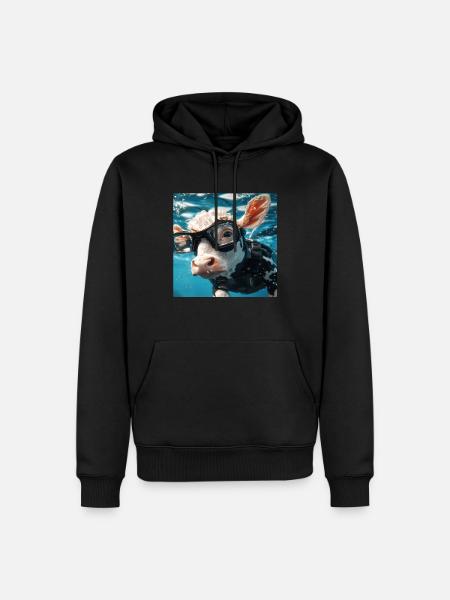 Cow - Men’s Premium Organic Hoodie - black