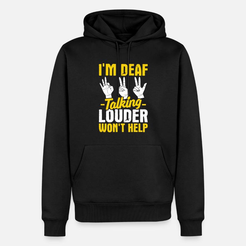 Deaf Pride ASL Gebärdensprache - Männer Premium Bio Hoodie - Schwarz