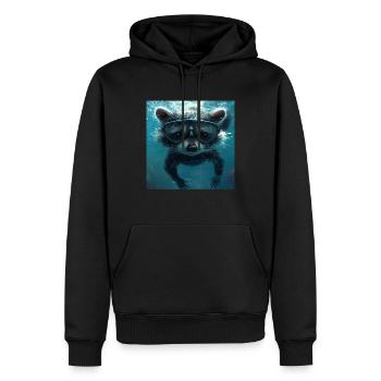 Raton laveur - Sweat à capuche Premium bio Homme - noir - Devant - Nico (187cm)