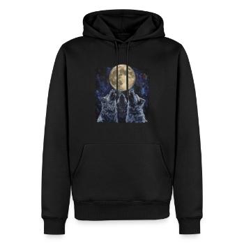 Keeshond Hund Heulender Mond - Männer Premium Bio Hoodie - Schwarz - Vorne - Nico (187cm)