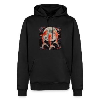 Koi Fisch Karpfen Nishikigoi Japan Heulender Mond - Männer Premium Bio Hoodie - Schwarz - Vorne - Nico (187cm)