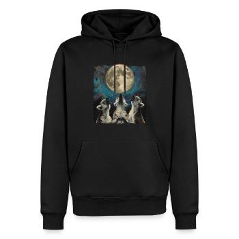 Lémurien Ringtail Lune hurlante - Sweat à capuche Premium bio Homme - noir - Devant - Nico (187cm)