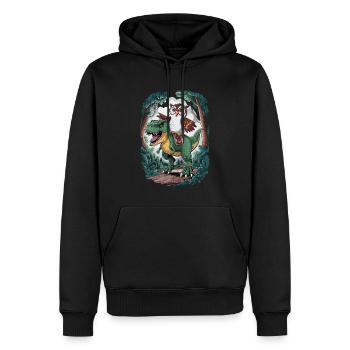 Eule - Männer Premium Bio Hoodie - Schwarz - Vorne - Nico (187cm)