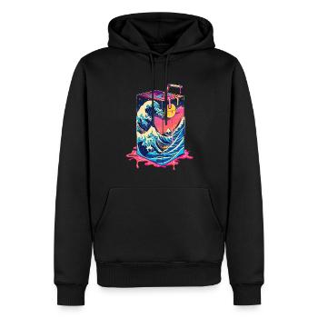 Japanische Milchkarton Kawaii Große Welle von Kana - Männer Premium Bio Hoodie - Schwarz - Vorne - Nico (187cm)