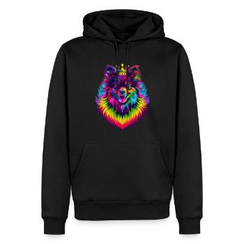 Keeshond Hundekrone Popart - Männer Premium Bio Hoodie - Schwarz - Vorne - Nico (187cm)