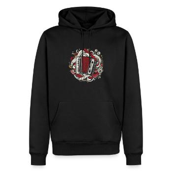 Accordion - Men’s Premium Organic Hoodie - black - Front - Nico (187cm)
