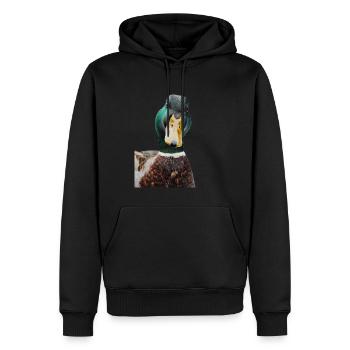 Ente - Männer Premium Bio Hoodie - Schwarz - Vorne - Nico (187cm)