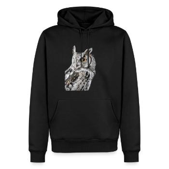Eule - Männer Premium Bio Hoodie - Schwarz - Vorne - Nico (187cm)