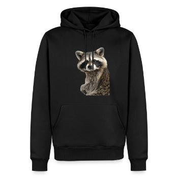Raton laveur - Sweat à capuche Premium bio Homme - noir - Devant - Nico (187cm)