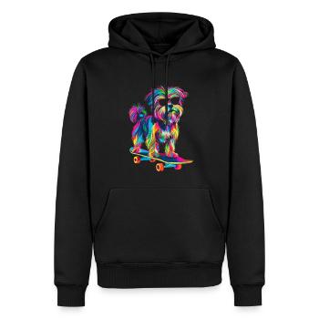 Malteser Hund Skateboard Sonnenbrille Popart - Männer Premium Bio Hoodie - Schwarz - Vorne - Nico (187cm)