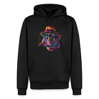 Mastiff Chien Smoker Hat Popart - Sweat à capuche Premium bio Homme - noir - Devant - Nico (187cm)