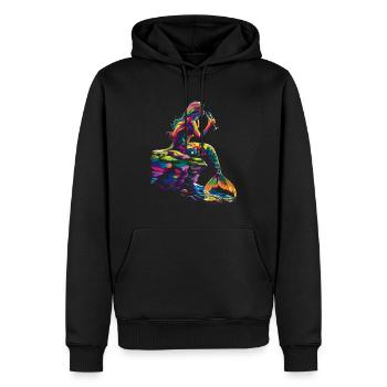 Sirène buvant du vin Popart - Sweat à capuche Premium bio Homme - noir - Devant - Nico (187cm)
