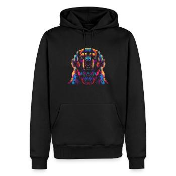 Neufundländer Hund Hundesonnenbrille Popart - Männer Premium Bio Hoodie - Schwarz - Vorne - Nico (187cm)